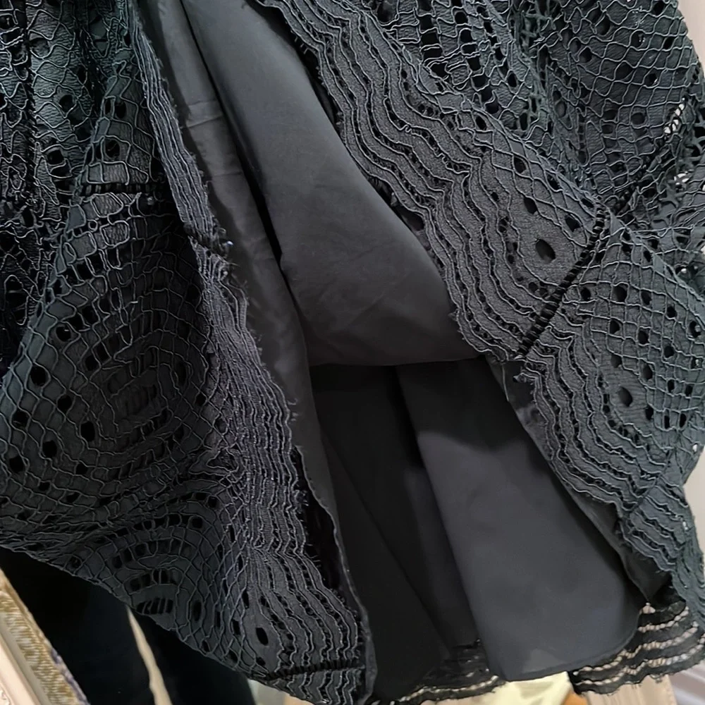 045 Ann Taylor Dark Green Lace Dress - Picture 6 of 9